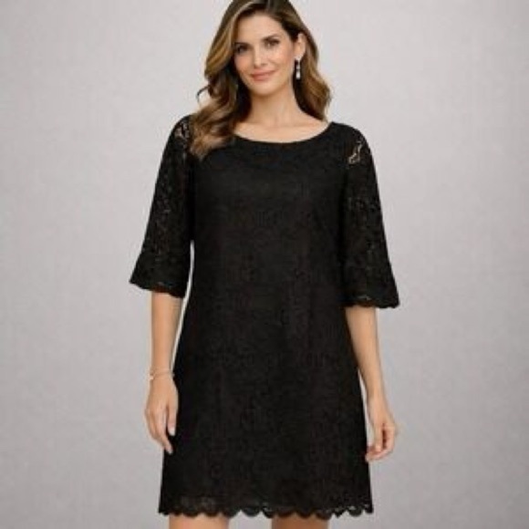 Shoshanna Dresses & Skirts - Shoshanna Black Lace Mini Shift Dress Size 10